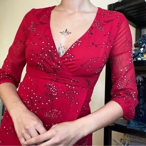 Red chiffon mini dress